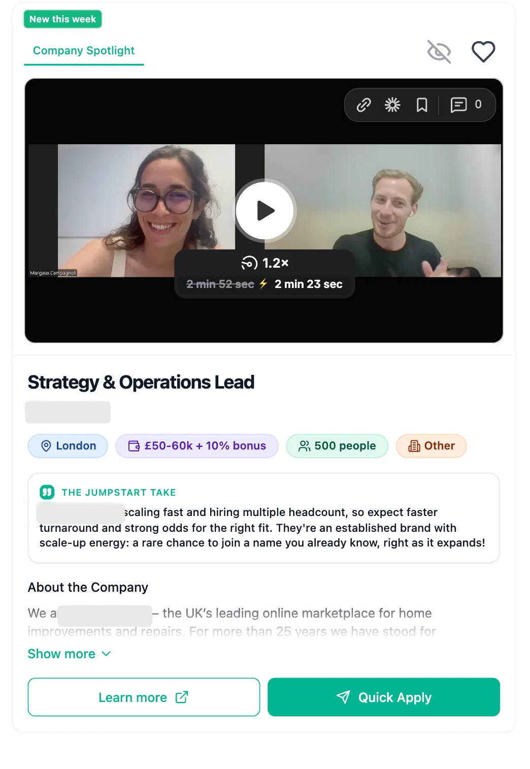 Example generalist role on the Jumpstart platform