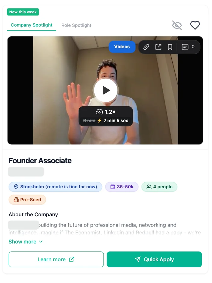 Example generalist role on the Jumpstart platform